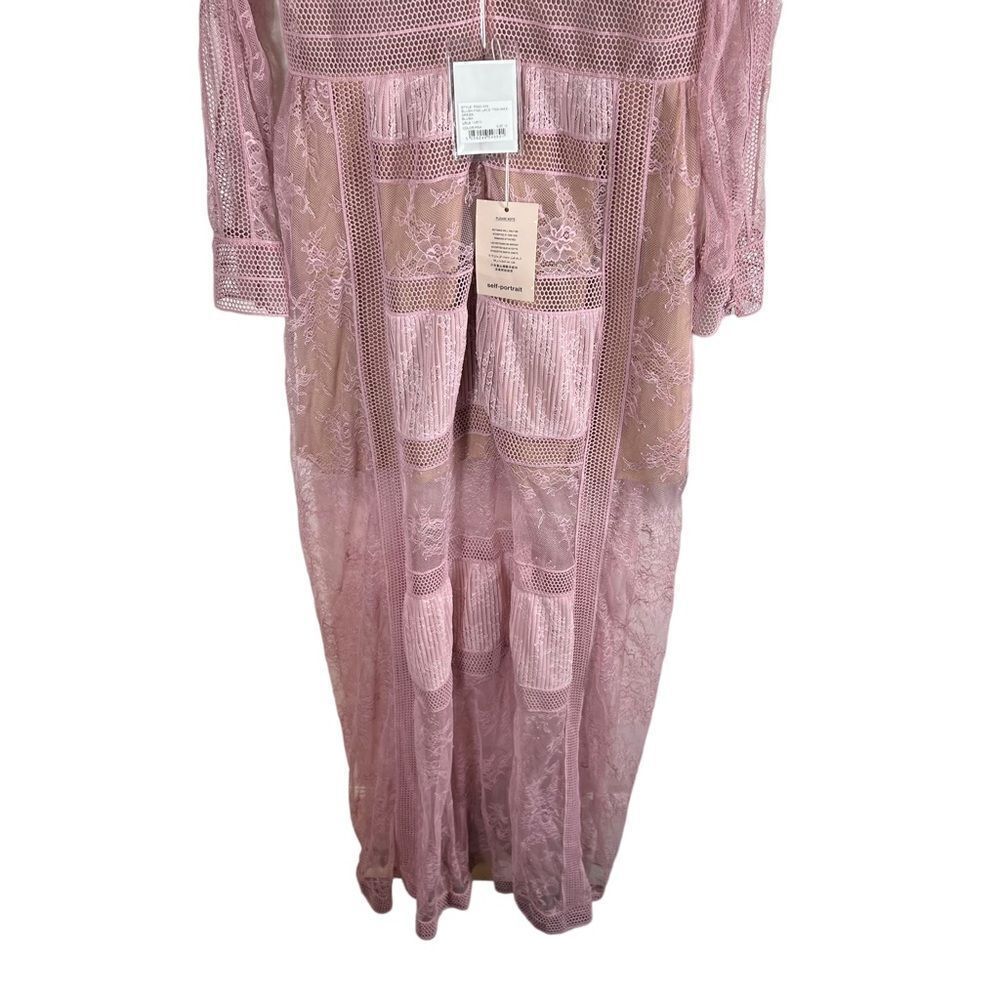 Self Portrait Blush Fine Lace Trim Maxi Dress - Picture 9 of 11